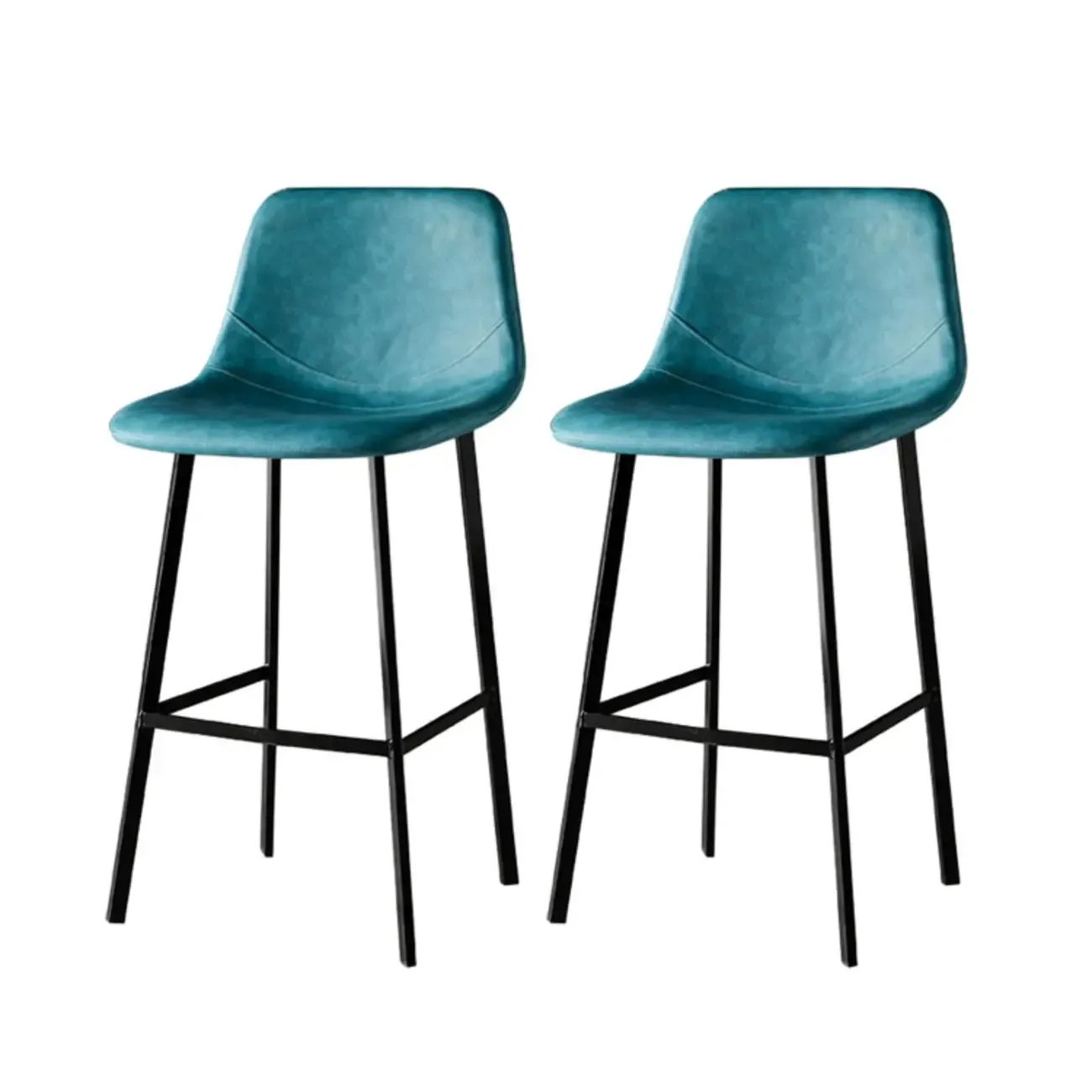 Gray Bucket Metal Leather Seating Armless Bar Stool Image - 20