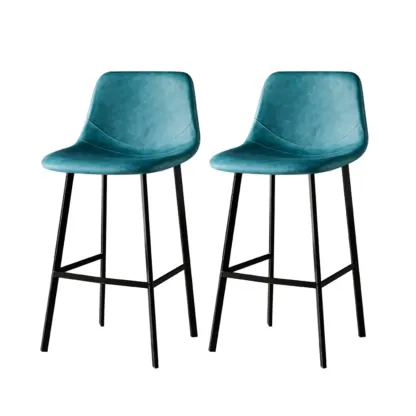 Gray Bucket Metal Leather Seating Armless Bar Stool Image - 20