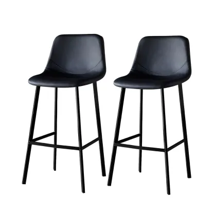 Gray Bucket Metal Leather Seating Armless Bar Stool Image - 23
