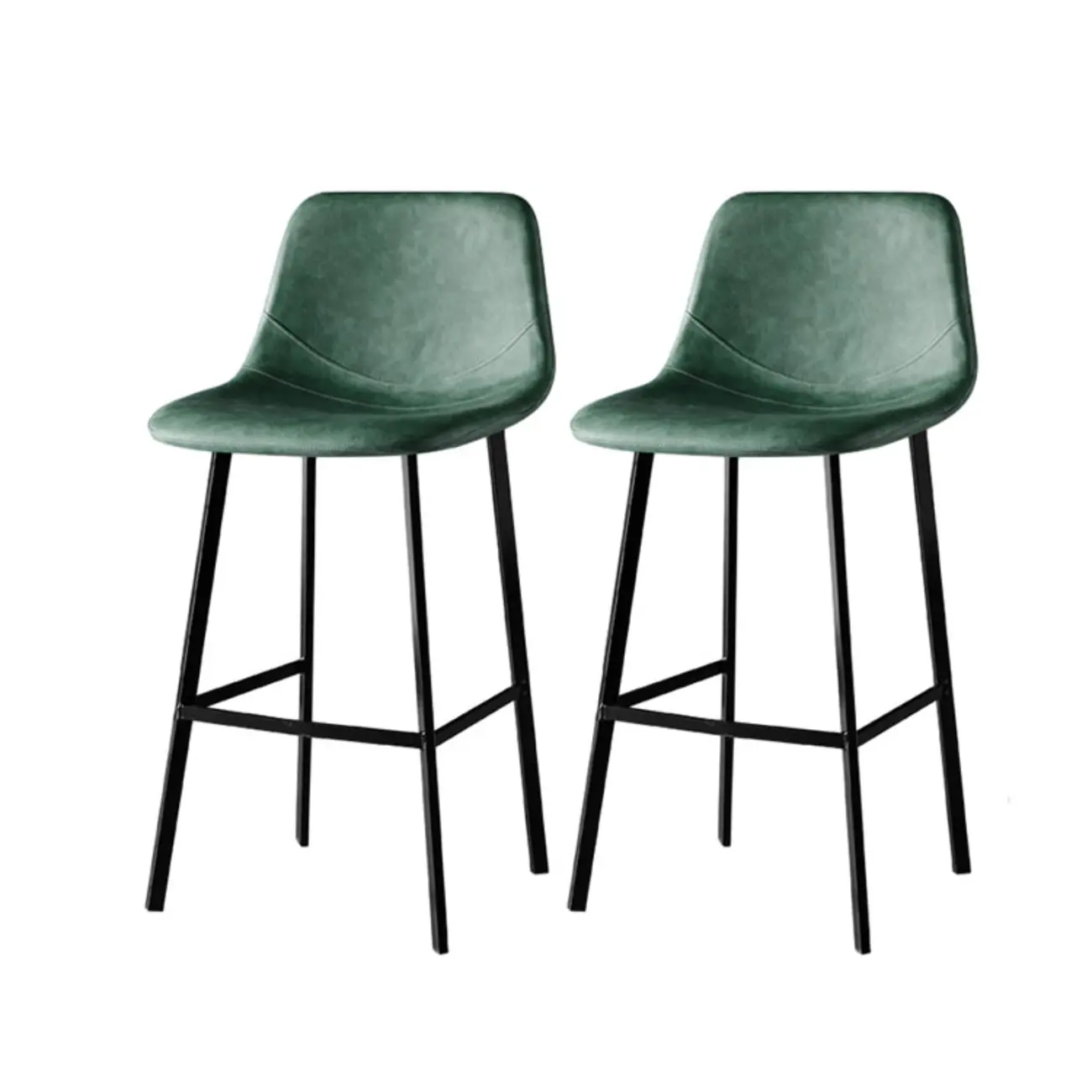Gray Bucket Metal Leather Seating Armless Bar Stool Image - 24 | homeyfad