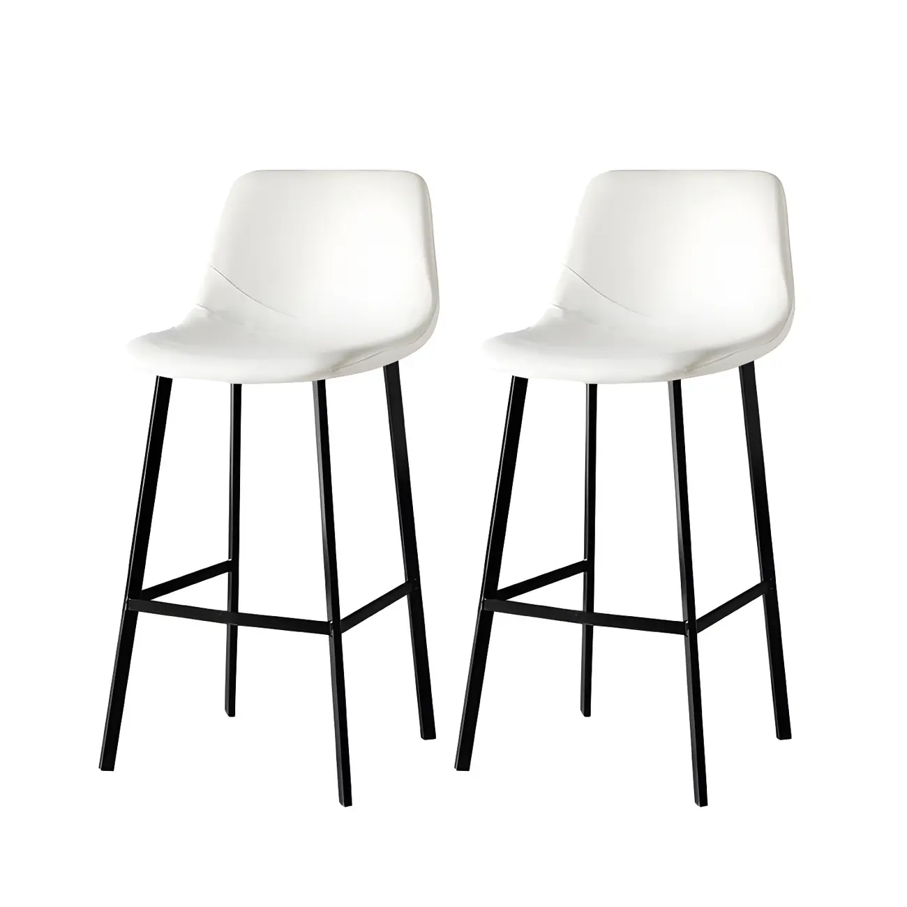 Gray Bucket Metal Leather Seating Armless Bar Stool Image - 25 | homeyfad