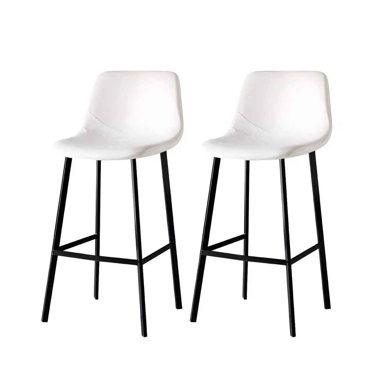 Gray Bucket Metal Leather Seating Armless Bar Stool Image - 25