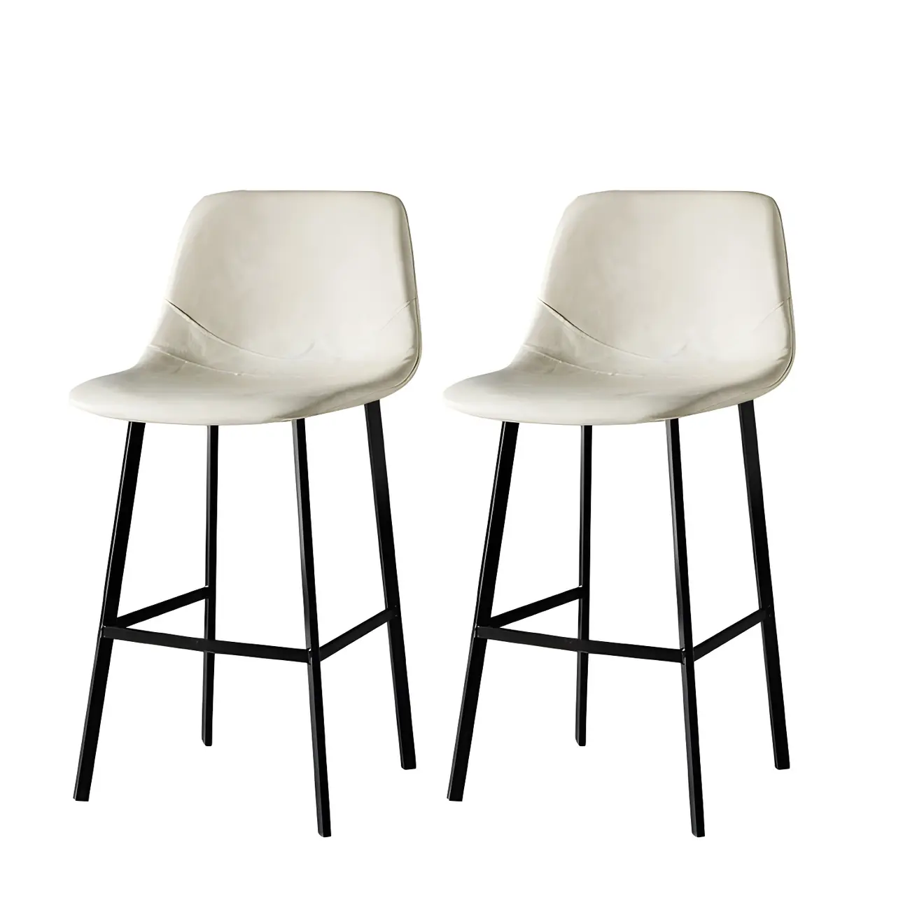 Gray Bucket Metal Leather Seating Armless Bar Stool Image - 26 | homeyfad