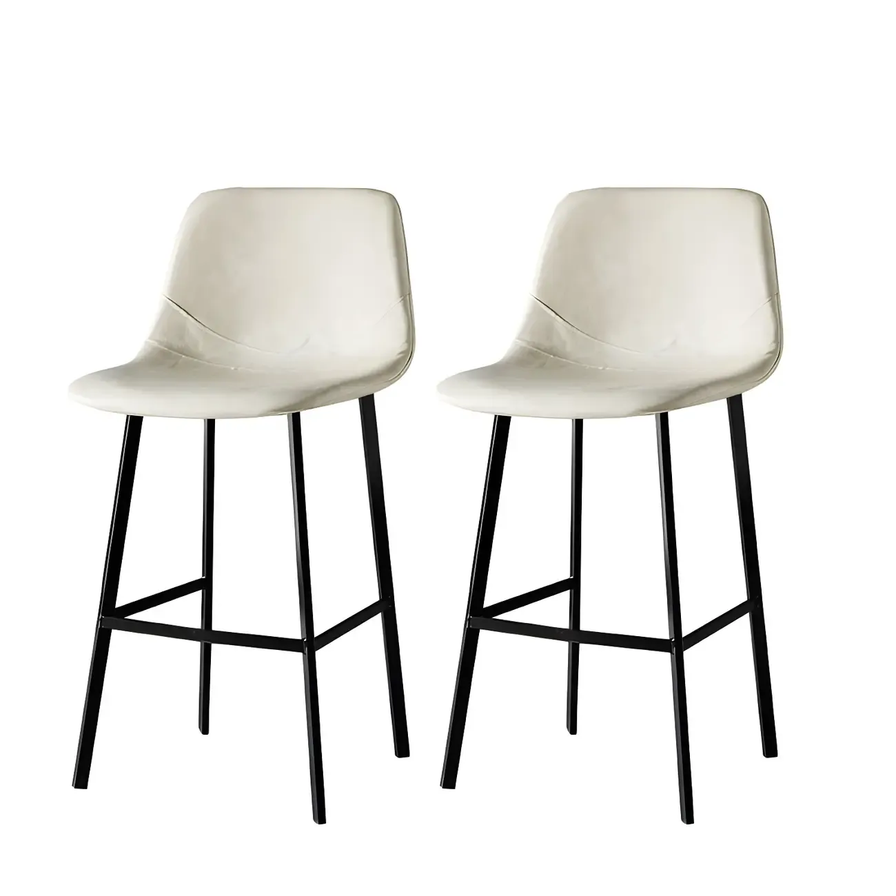 Gray Bucket Metal Leather Seating Armless Bar Stool Image - 26