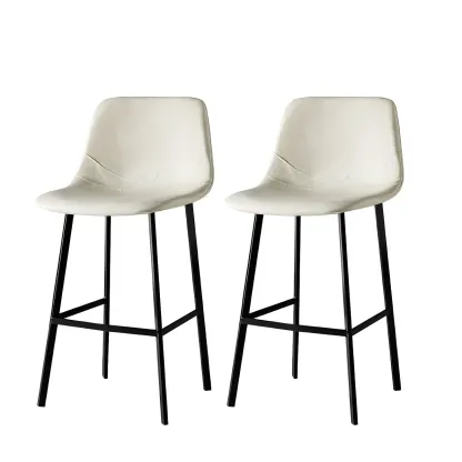 Gray Bucket Metal Leather Seating Armless Bar Stool Image - 26