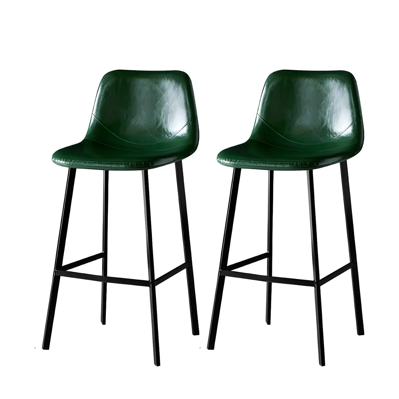 Gray Bucket Metal Leather Seating Armless Bar Stool Image - 27