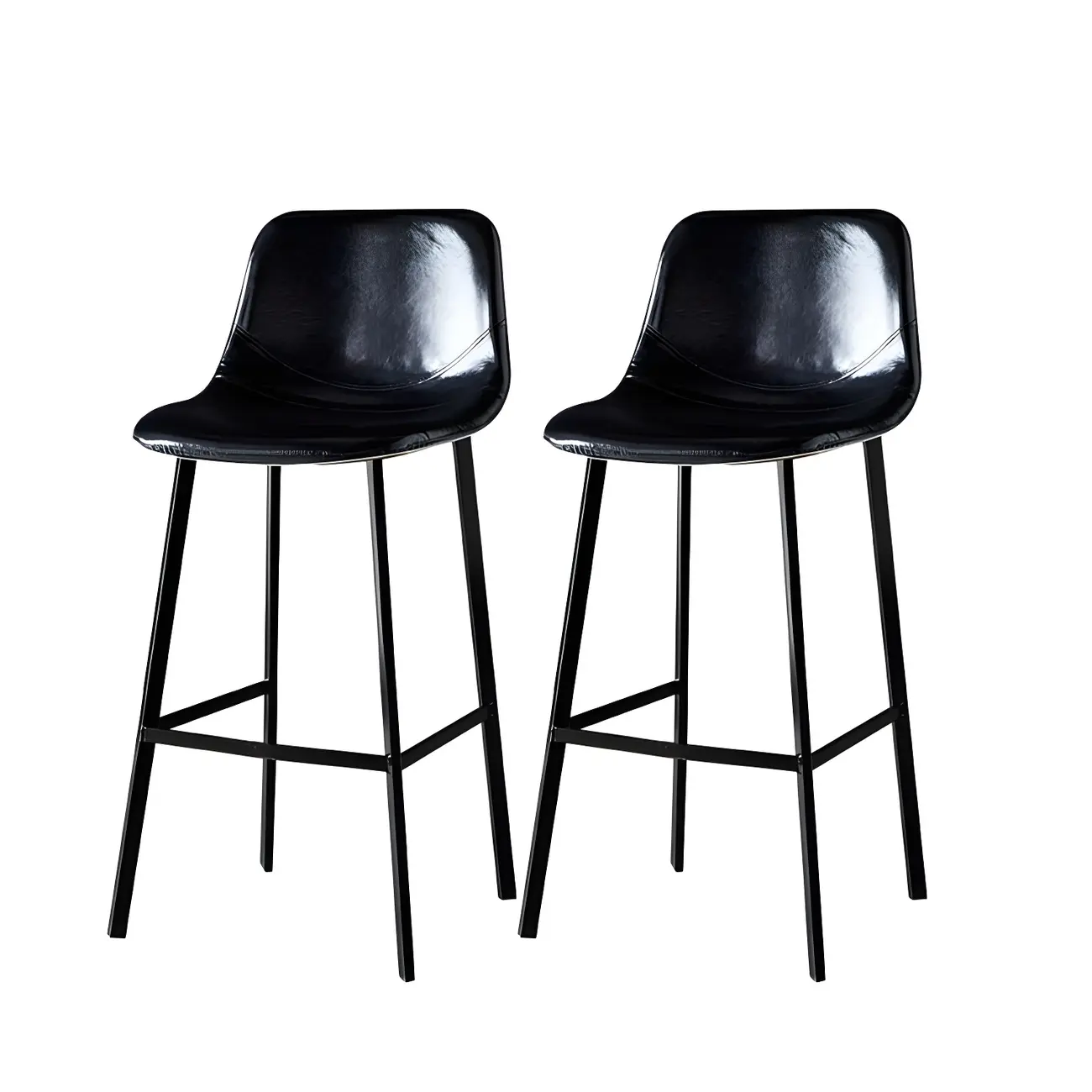 Gray Bucket Metal Leather Seating Armless Bar Stool Image - 28 | homeyfad