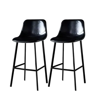 Gray Bucket Metal Leather Seating Armless Bar Stool Image - 28