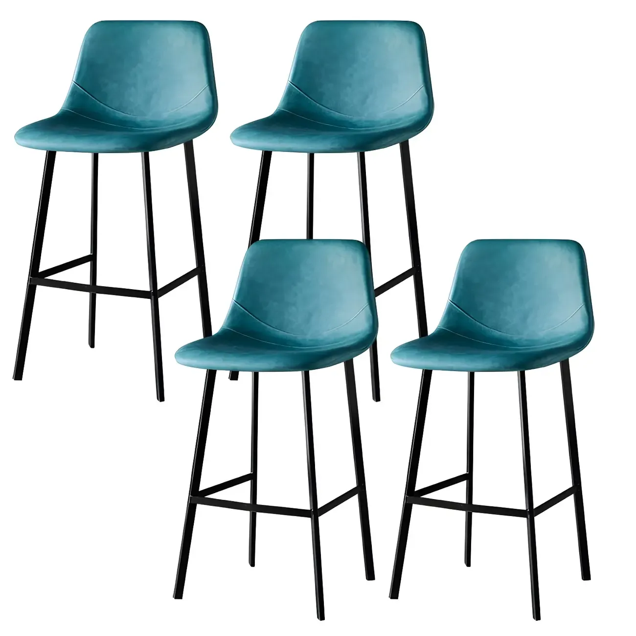 Gray Bucket Metal Leather Seating Armless Bar Stool Image - 30