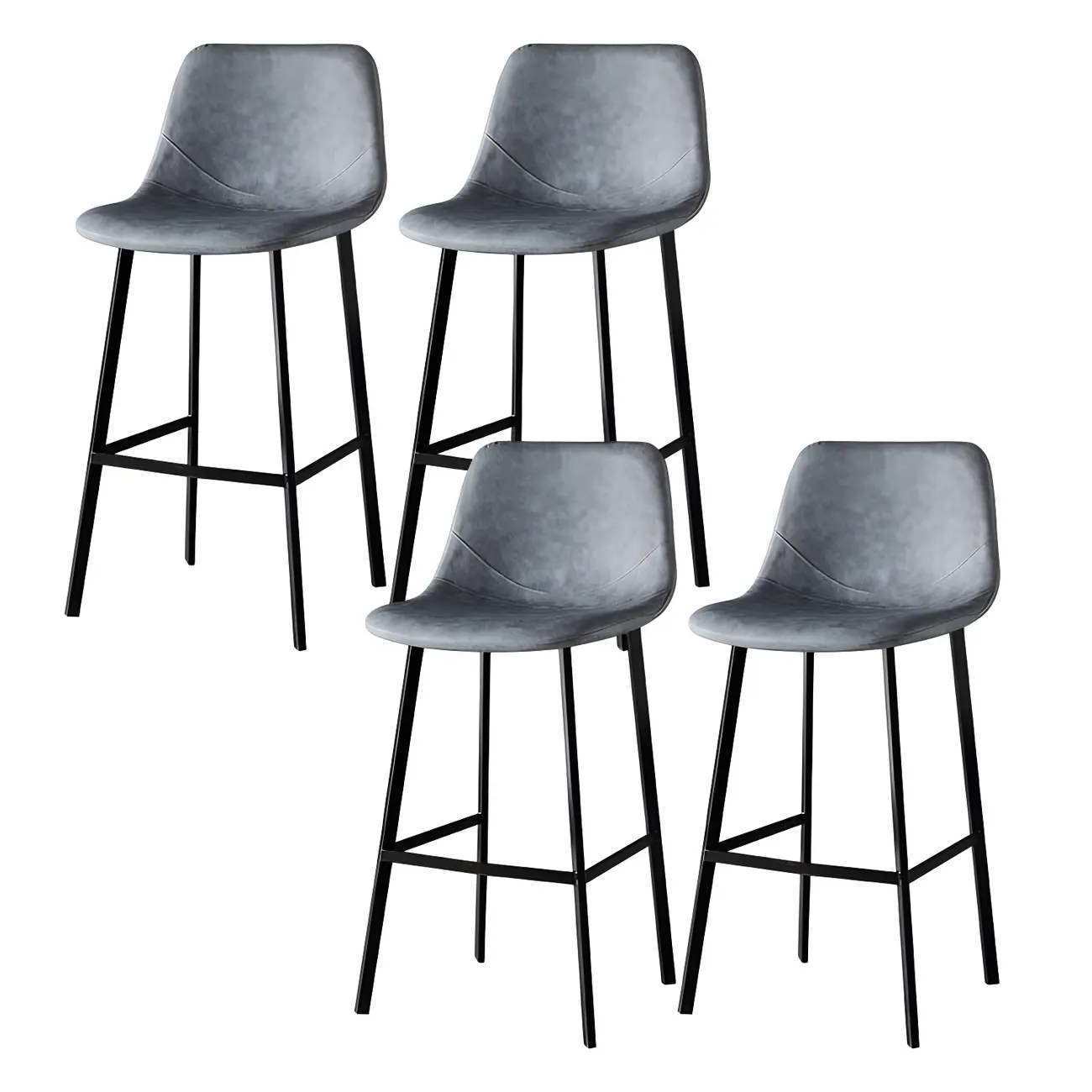 Gray Bucket Metal Leather Seating Armless Bar Stool Image - 31 | homeyfad