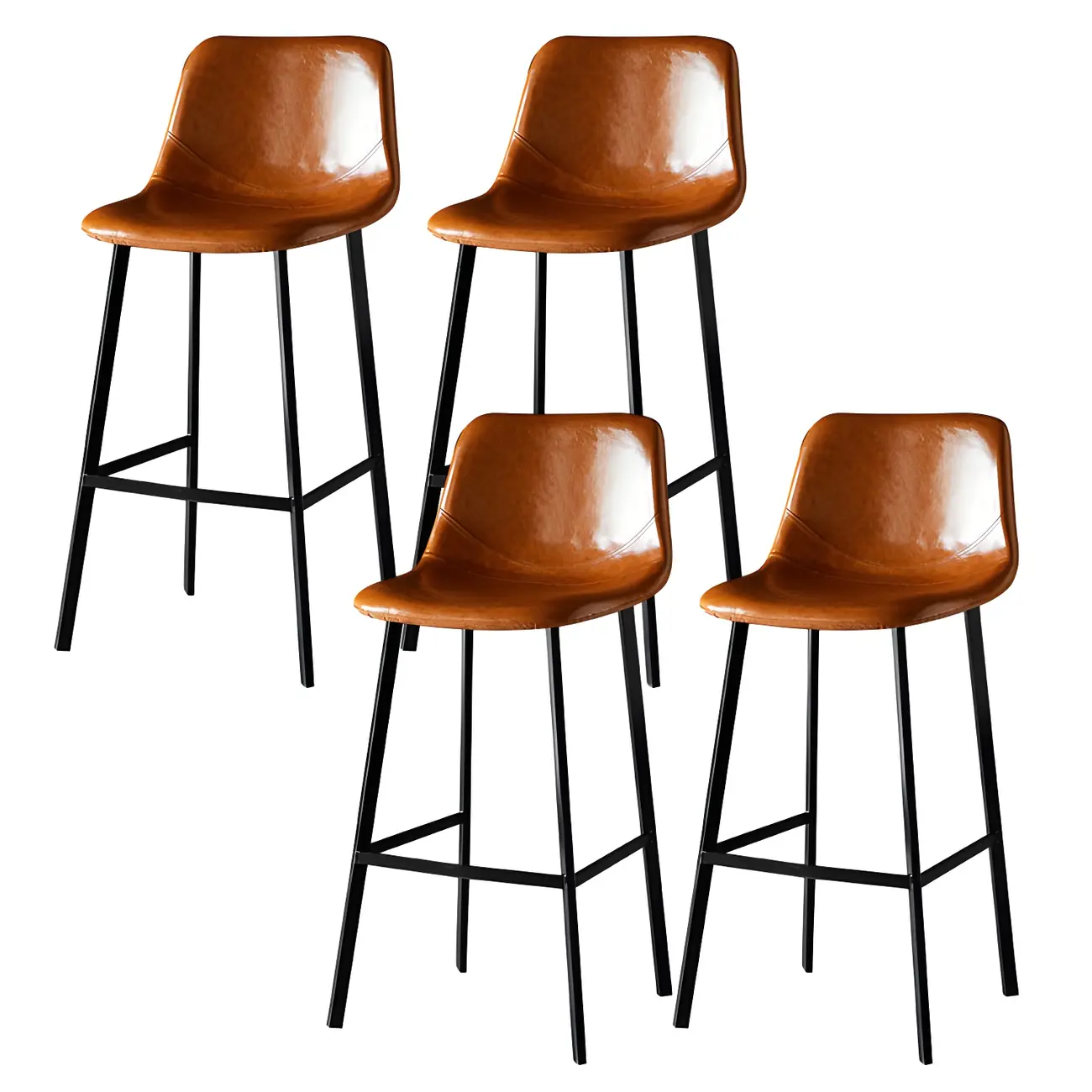 Gray Bucket Metal Leather Seating Armless Bar Stool Image - 32 | homeyfad