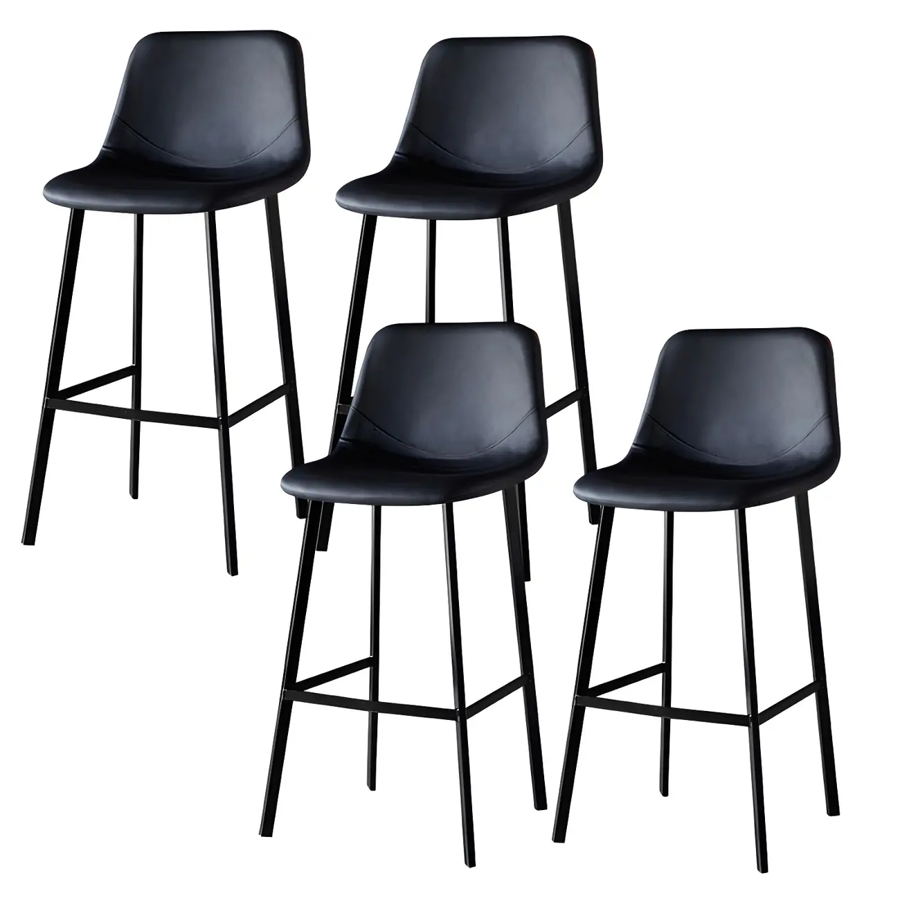 Gray Bucket Metal Leather Seating Armless Bar Stool Image - 33 | homeyfad