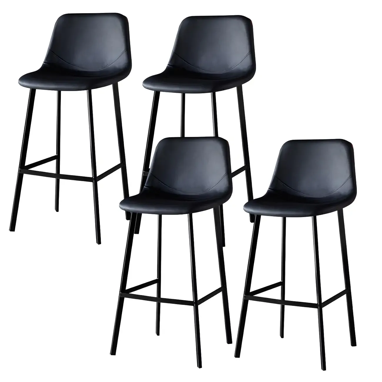 Gray Bucket Metal Leather Seating Armless Bar Stool Image - 33
