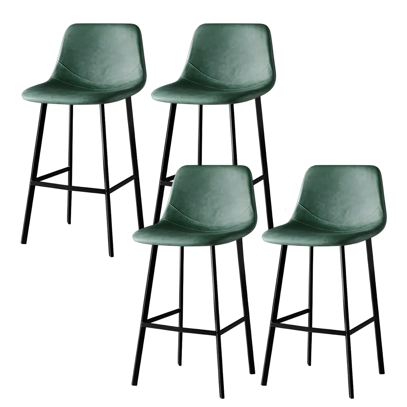 Gray Bucket Metal Leather Seating Armless Bar Stool Image - 34 | homeyfad