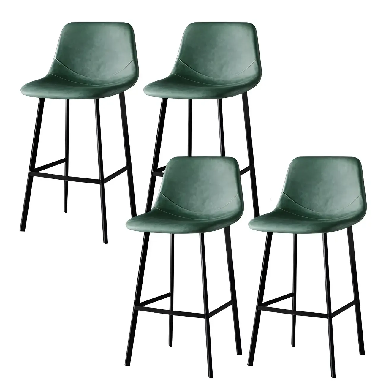 Gray Bucket Metal Leather Seating Armless Bar Stool Image - 34