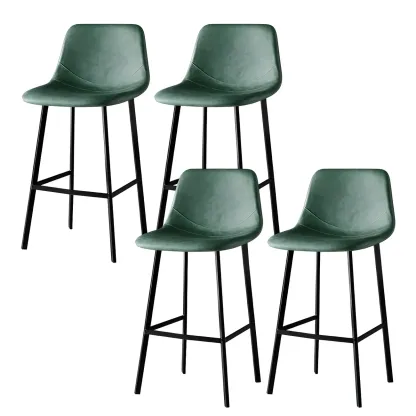 Gray Bucket Metal Leather Seating Armless Bar Stool Image - 34