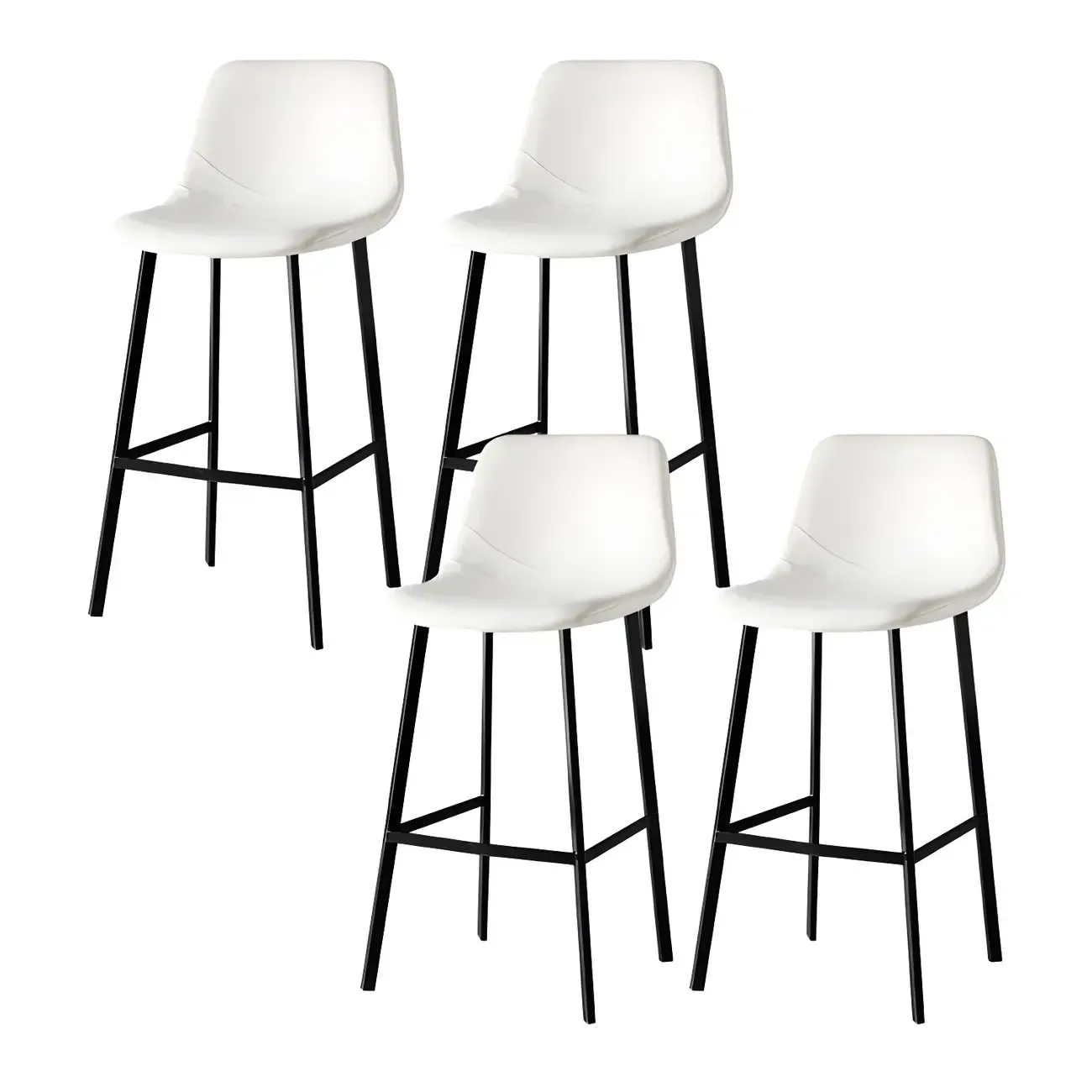 Gray Bucket Metal Leather Seating Armless Bar Stool Image - 35