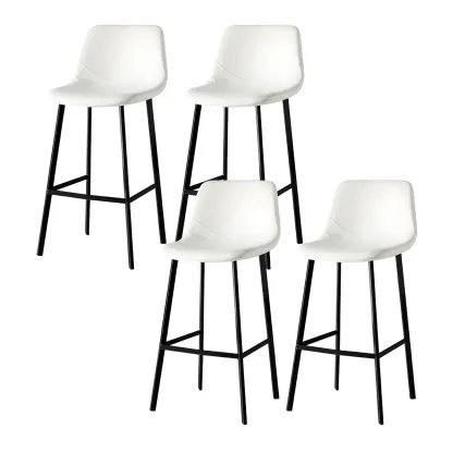 Gray Bucket Metal Leather Seating Armless Bar Stool Image - 35