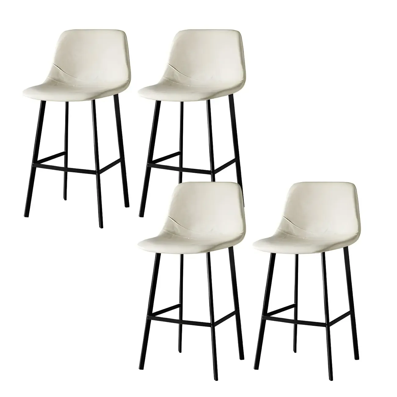 Gray Bucket Metal Leather Seating Armless Bar Stool Image - 36