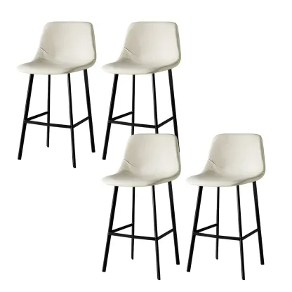 Gray Bucket Metal Leather Seating Armless Bar Stool Image - 36