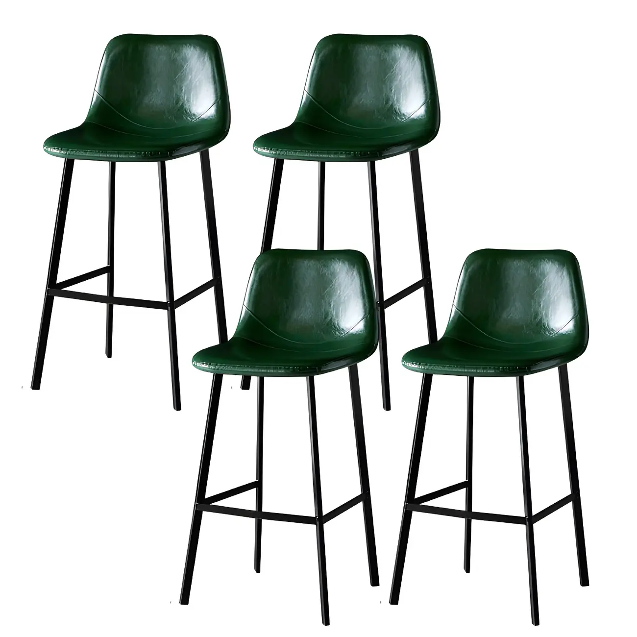 Gray Bucket Metal Leather Seating Armless Bar Stool Image - 37 | homeyfad