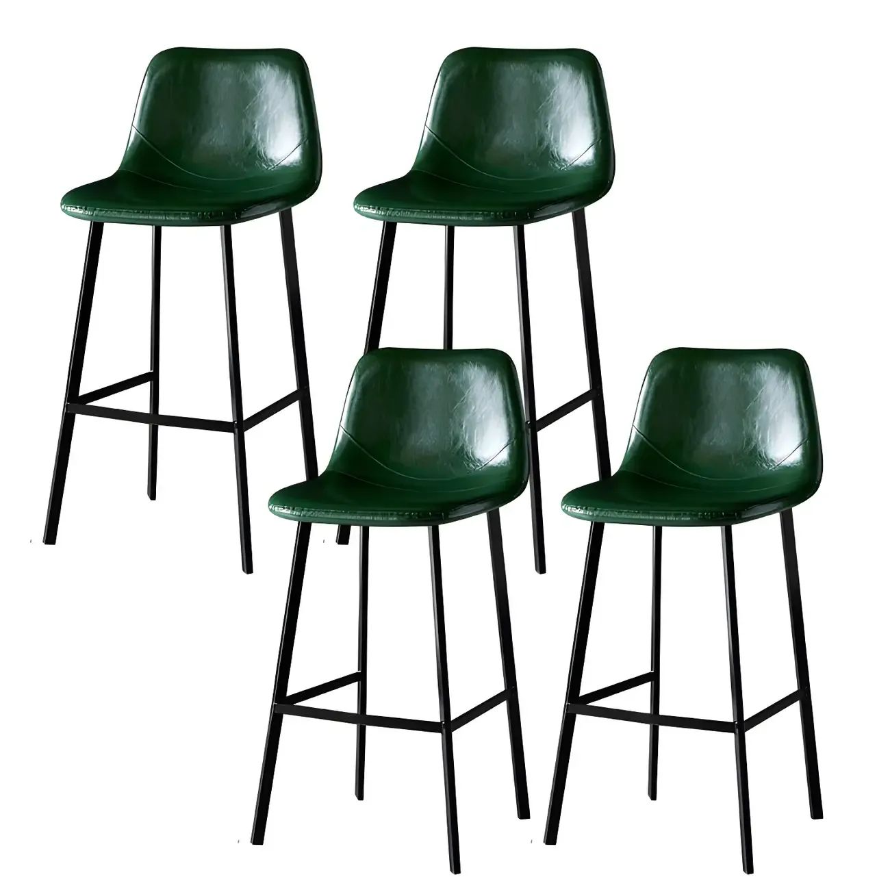 Gray Bucket Metal Leather Seating Armless Bar Stool Image - 37