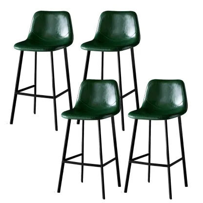 Gray Bucket Metal Leather Seating Armless Bar Stool Image - 37