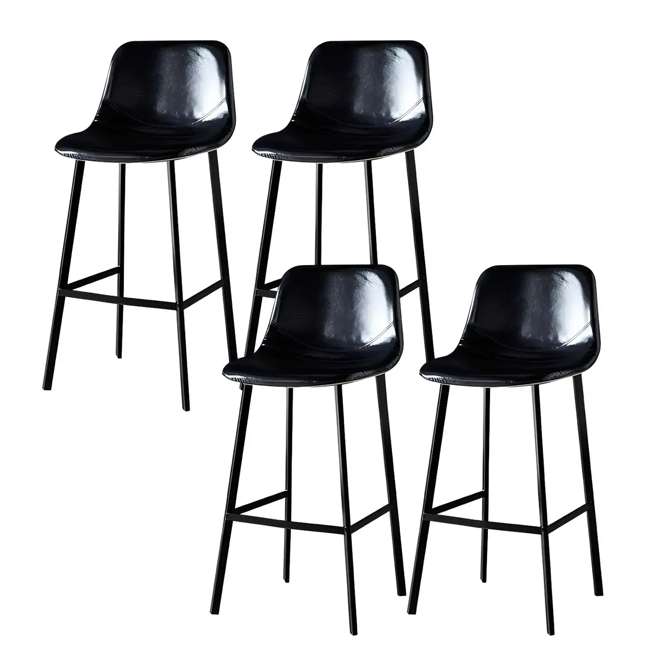 Gray Bucket Metal Leather Seating Armless Bar Stool Image - 38