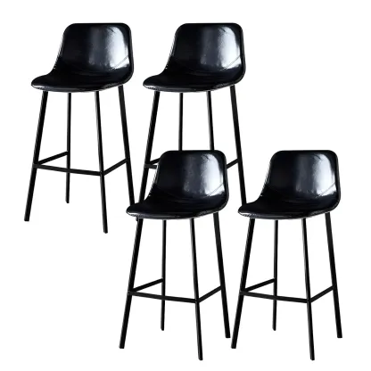 Gray Bucket Metal Leather Seating Armless Bar Stool Image - 38