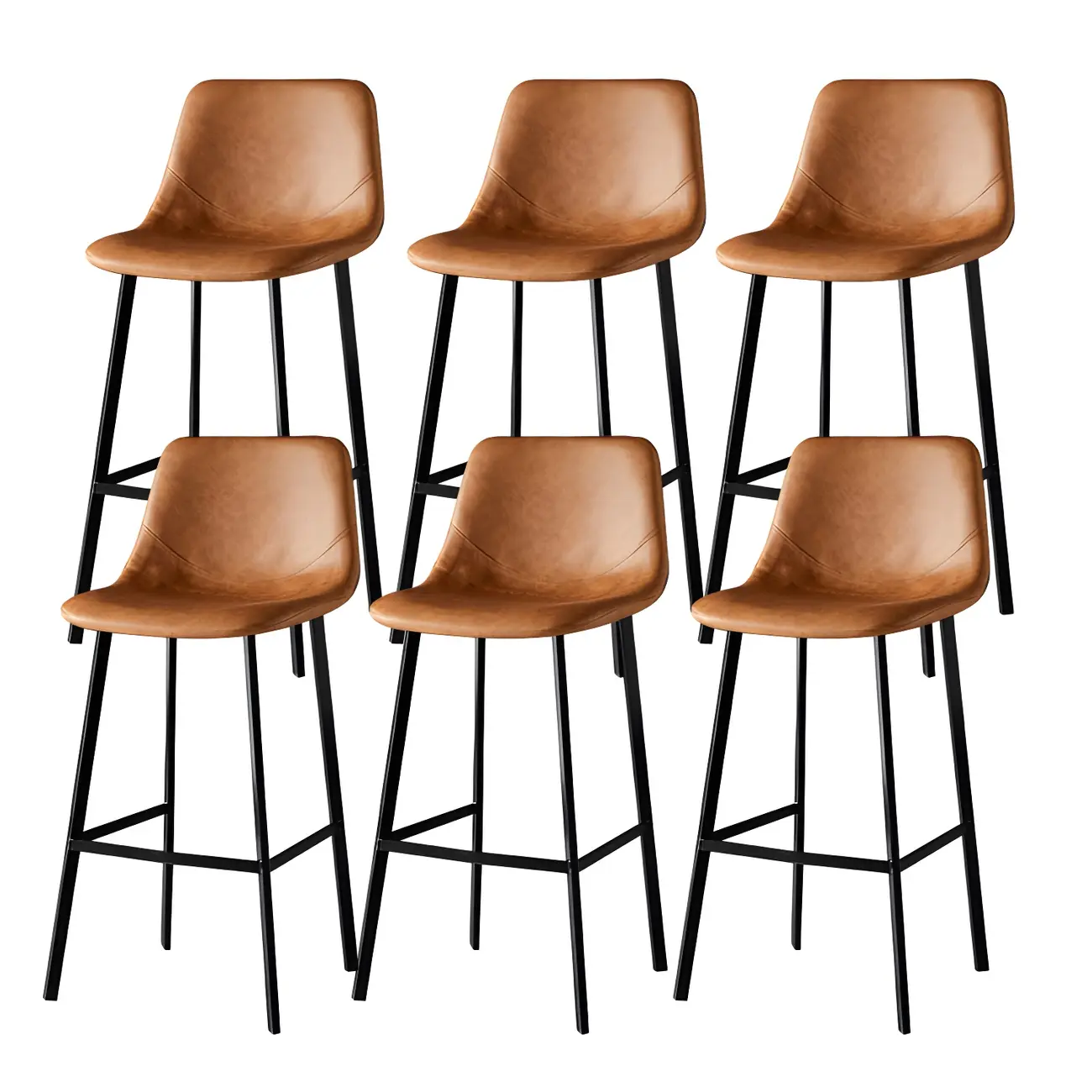 Gray Bucket Metal Leather Seating Armless Bar Stool Image - 39 | homeyfad