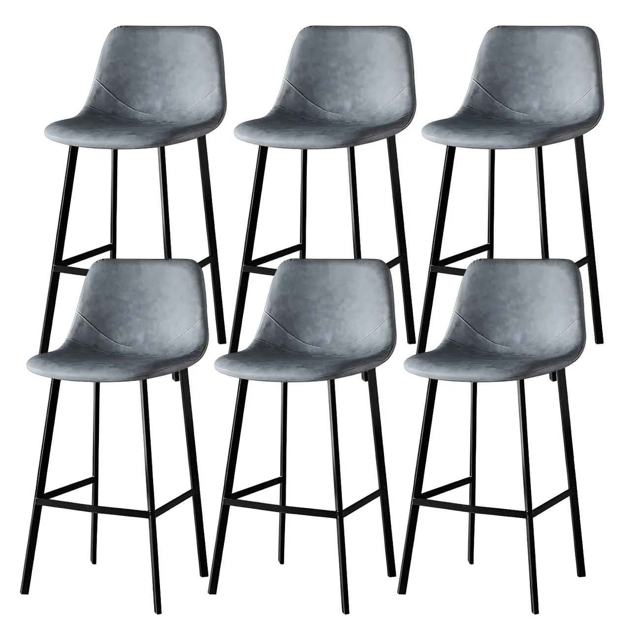 Gray Bucket Metal Leather Seating Armless Bar Stool Image - 41 | homeyfad