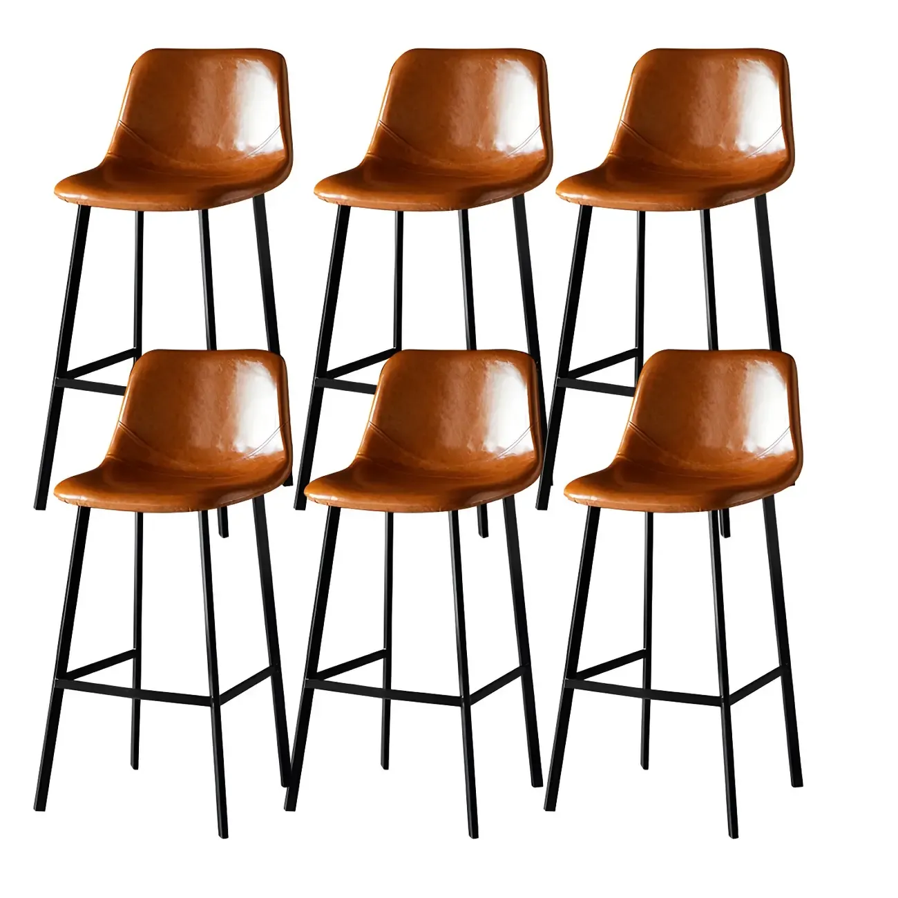 Gray Bucket Metal Leather Seating Armless Bar Stool Image - 42