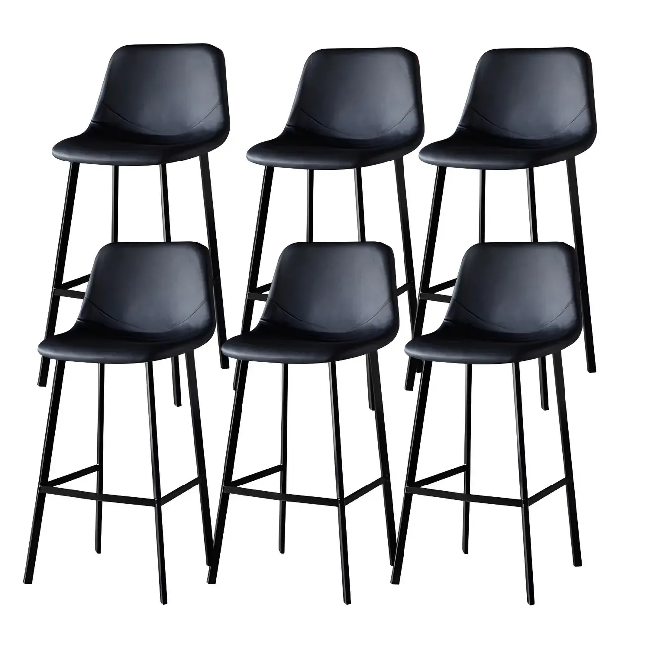 Gray Bucket Metal Leather Seating Armless Bar Stool Image - 43
