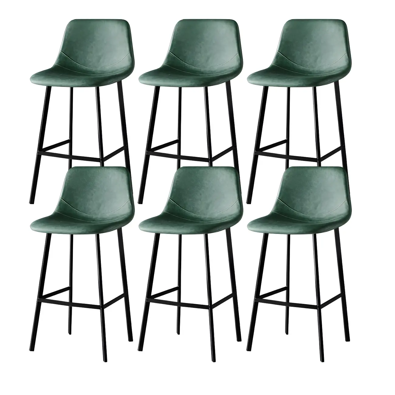 Gray Bucket Metal Leather Seating Armless Bar Stool Image - 44 | homeyfad