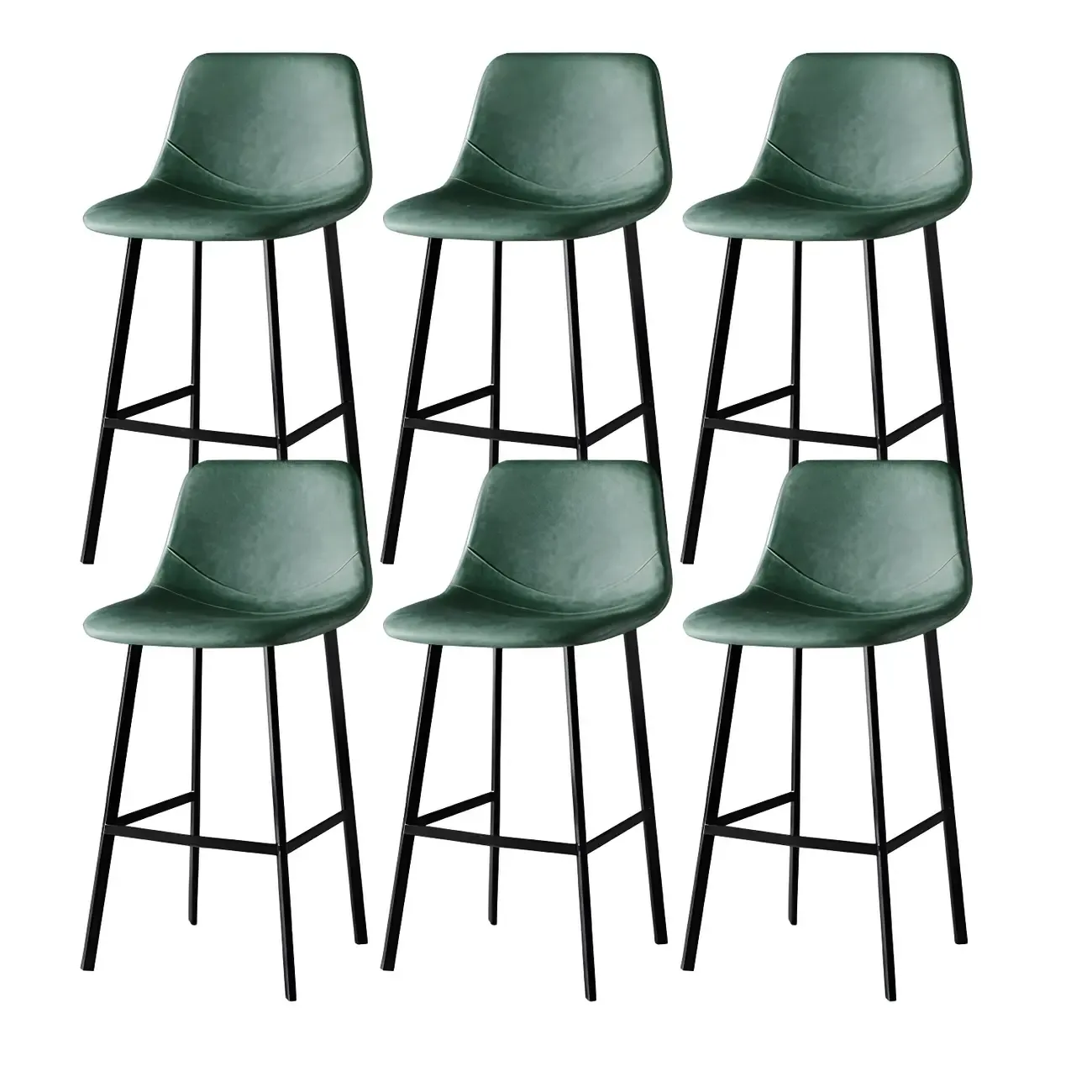 Gray Bucket Metal Leather Seating Armless Bar Stool Image - 44