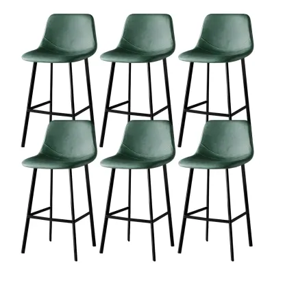 Gray Bucket Metal Leather Seating Armless Bar Stool Image - 44