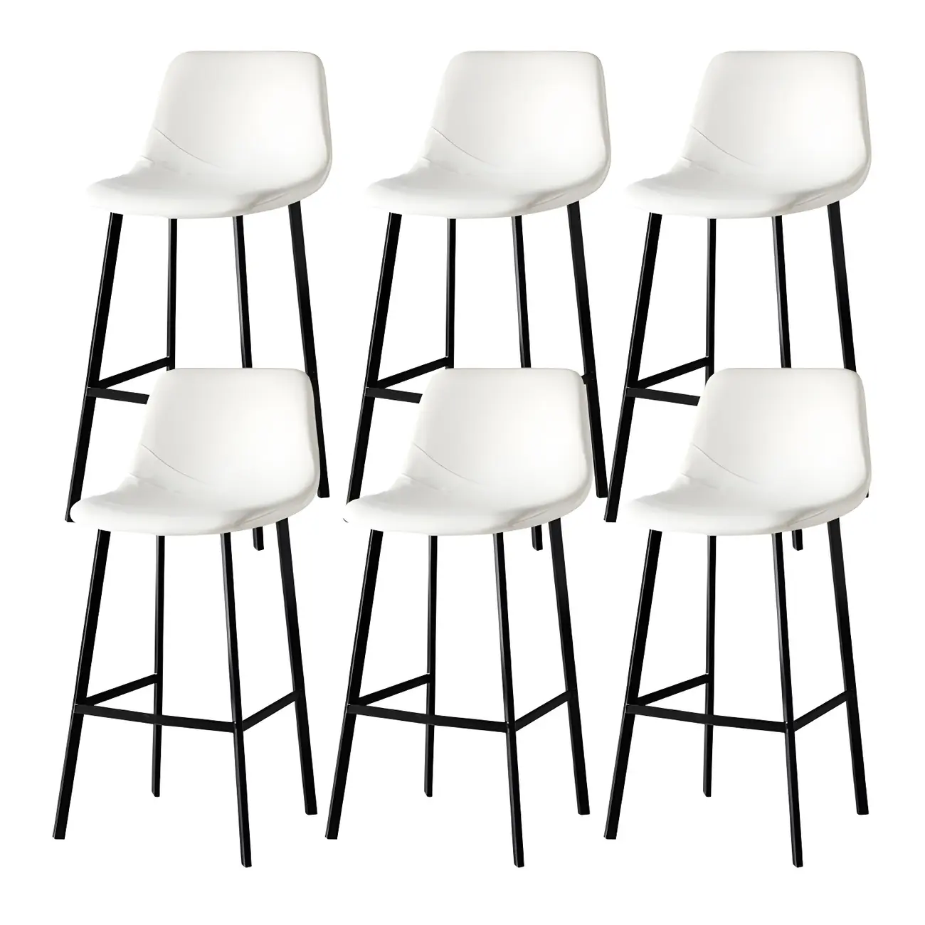 Gray Bucket Metal Leather Seating Armless Bar Stool Image - 45 | homeyfad