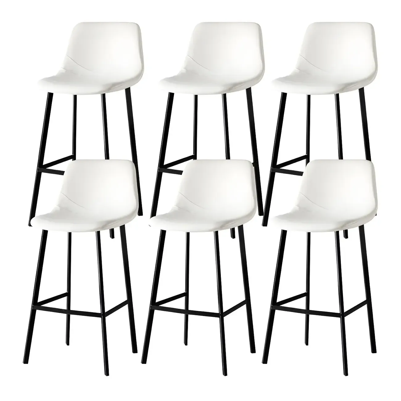 Gray Bucket Metal Leather Seating Armless Bar Stool Image - 45