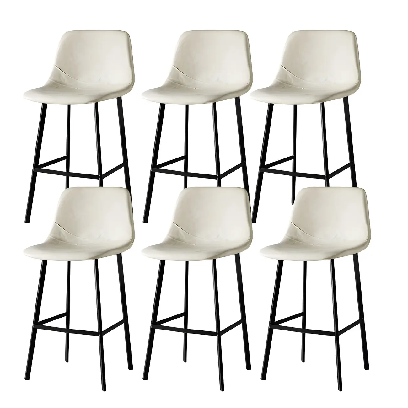 Gray Bucket Metal Leather Seating Armless Bar Stool Image - 46 | homeyfad