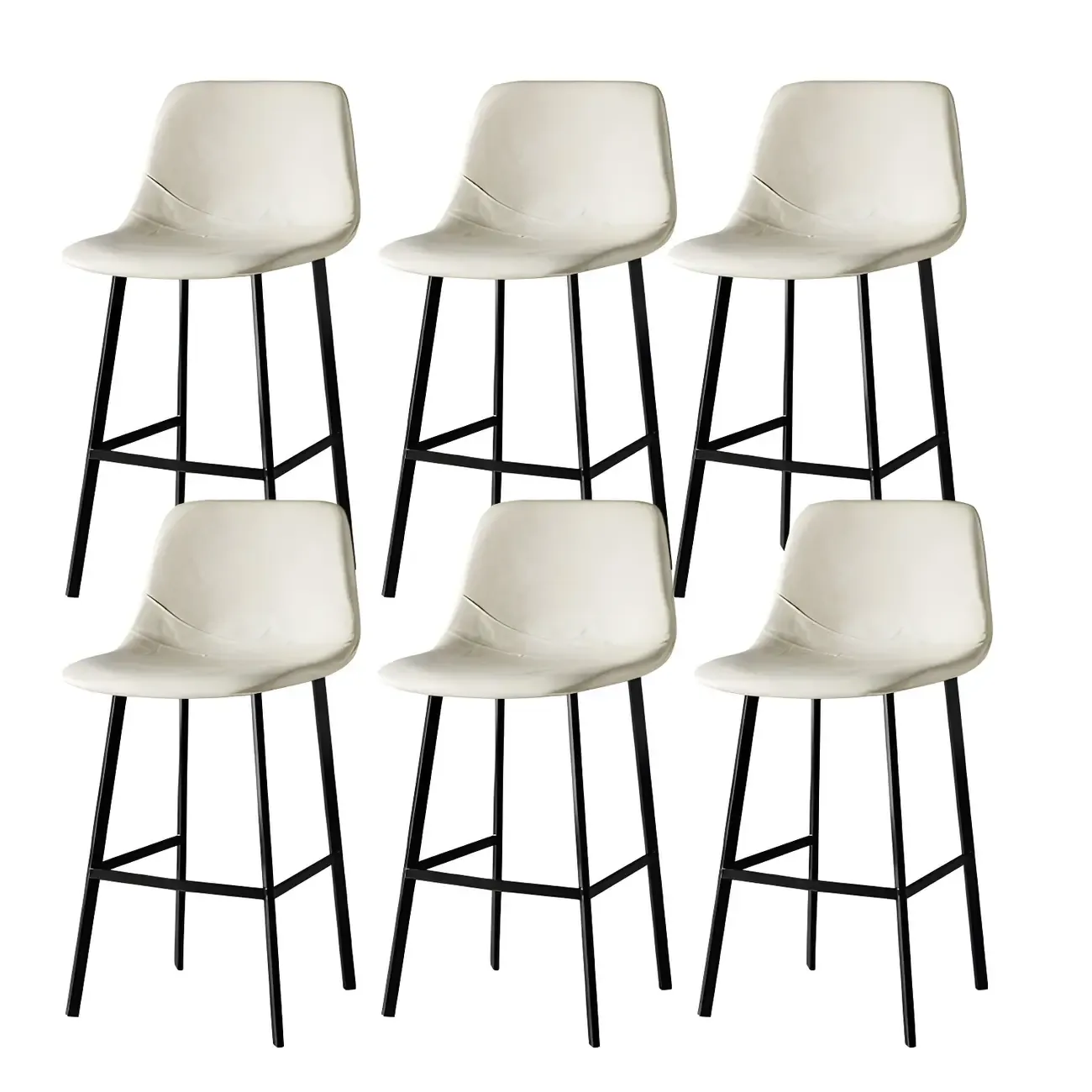 Gray Bucket Metal Leather Seating Armless Bar Stool Image - 46