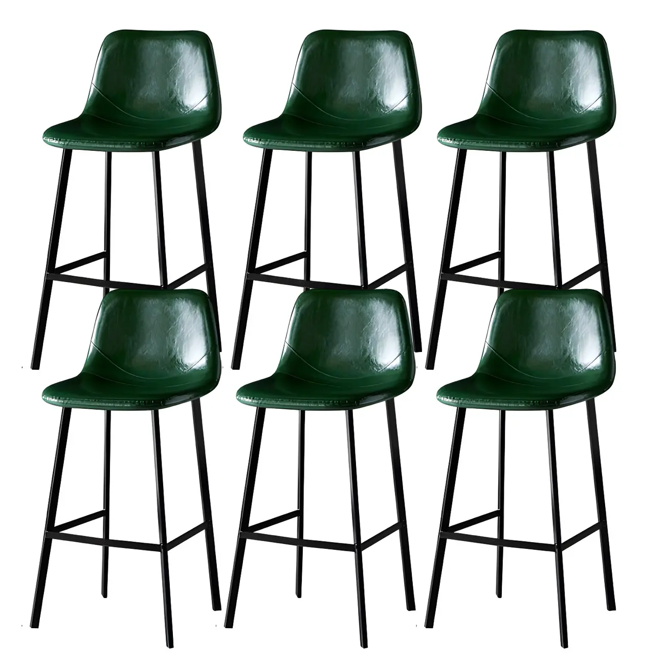 Gray Bucket Metal Leather Seating Armless Bar Stool Image - 47 | homeyfad