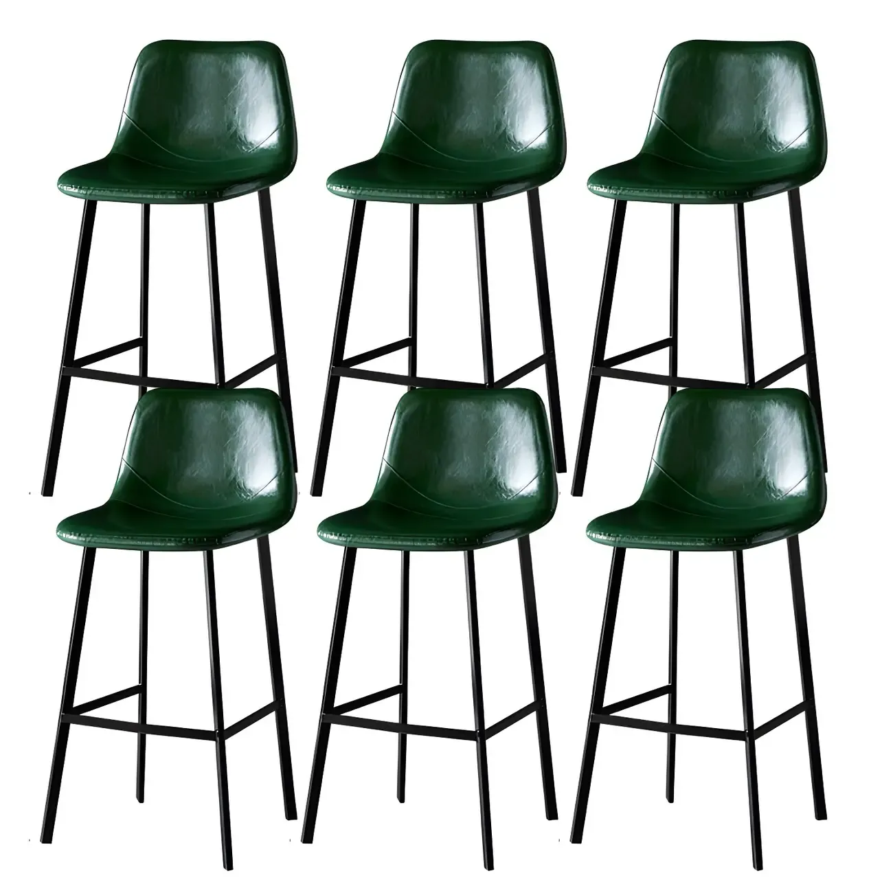Gray Bucket Metal Leather Seating Armless Bar Stool Image - 47
