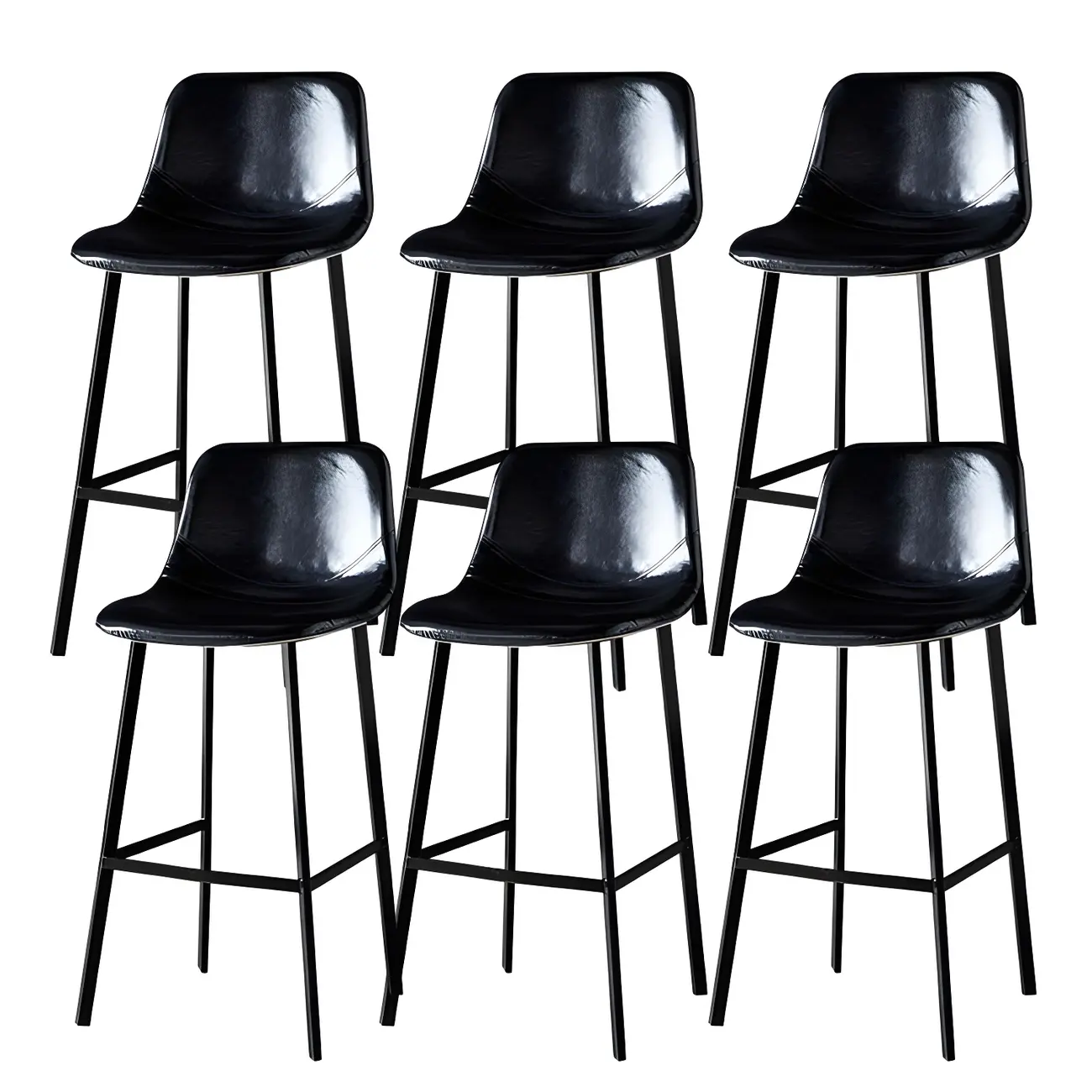 Gray Bucket Metal Leather Seating Armless Bar Stool Image - 48 | homeyfad
