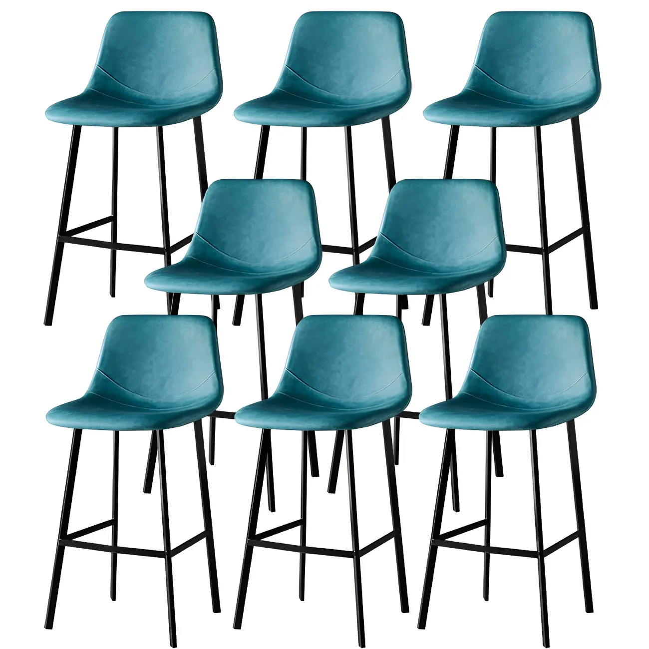 Gray Bucket Metal Leather Seating Armless Bar Stool Image - 50 | homeyfad