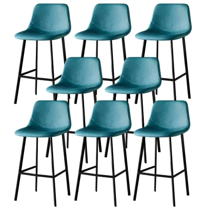 Gray Bucket Metal Leather Seating Armless Bar Stool Image - 50