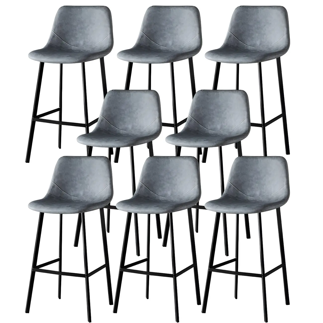 Gray Bucket Metal Leather Seating Armless Bar Stool Image - 51 | homeyfad
