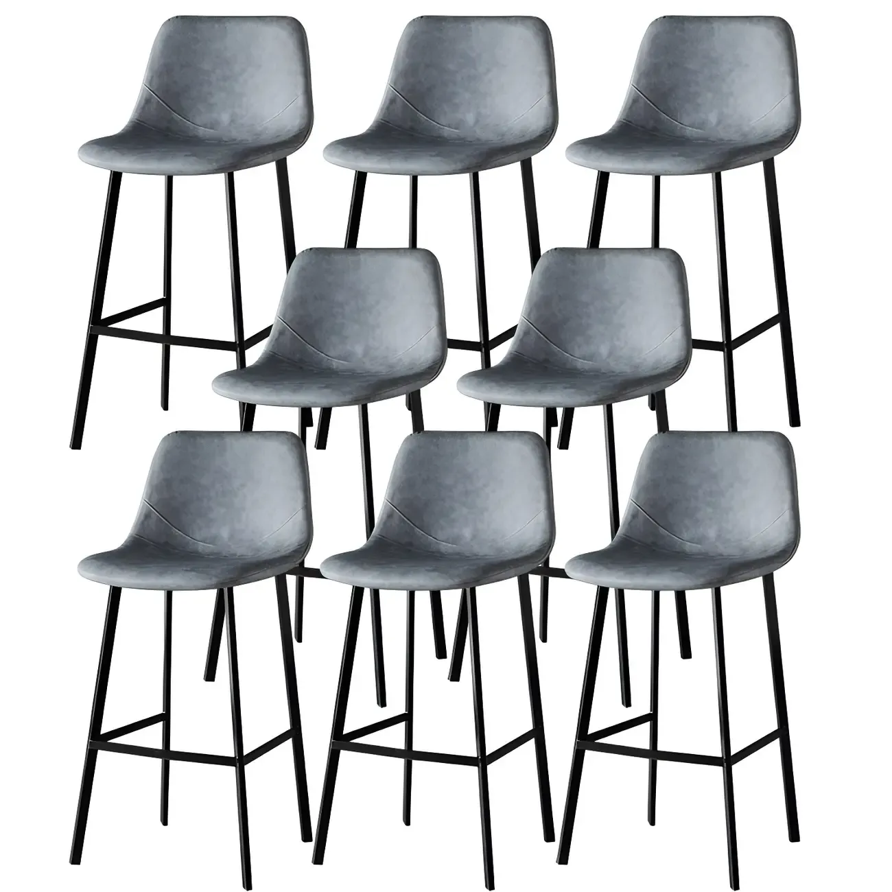 Gray Bucket Metal Leather Seating Armless Bar Stool Image - 51
