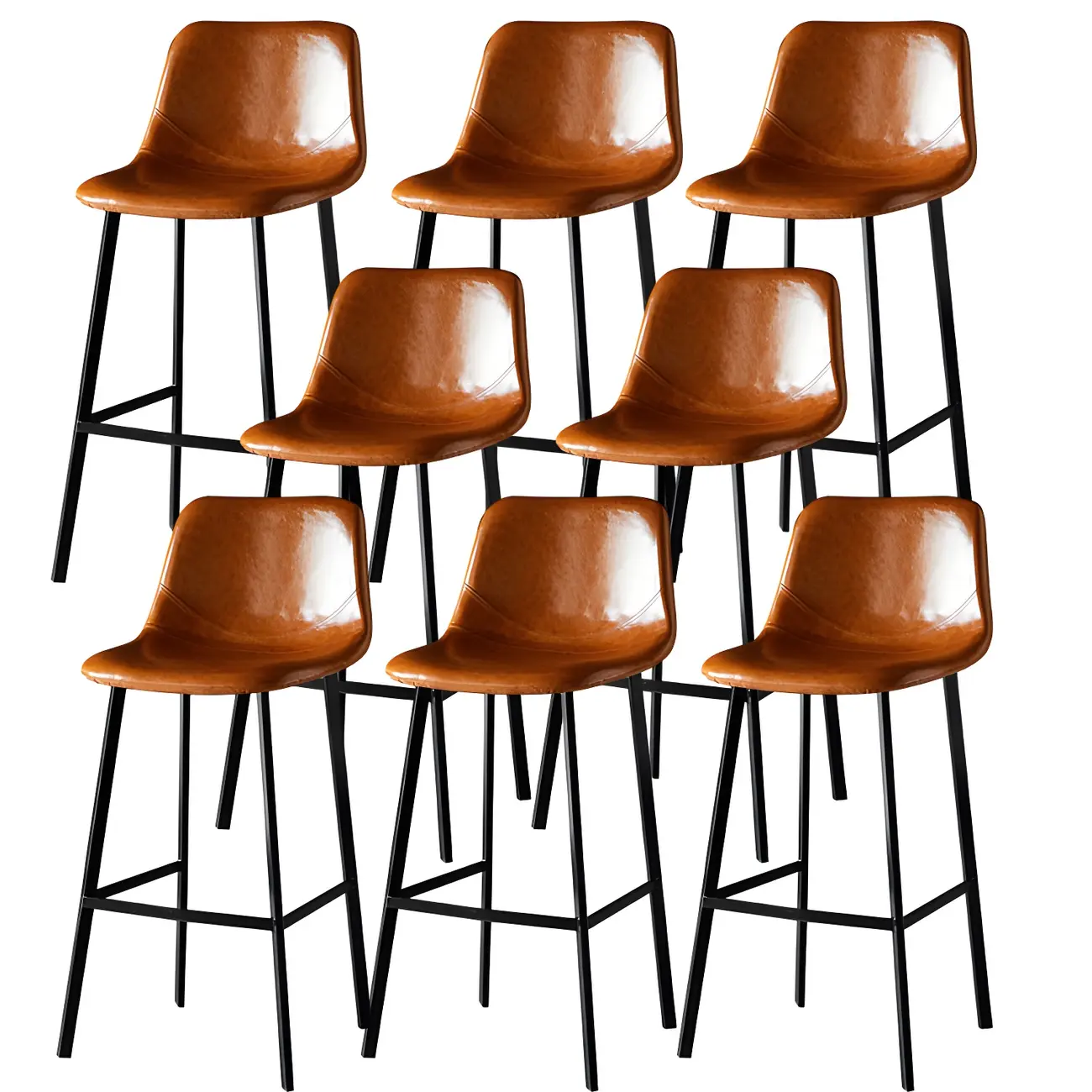 Gray Bucket Metal Leather Seating Armless Bar Stool Image - 52 | homeyfad