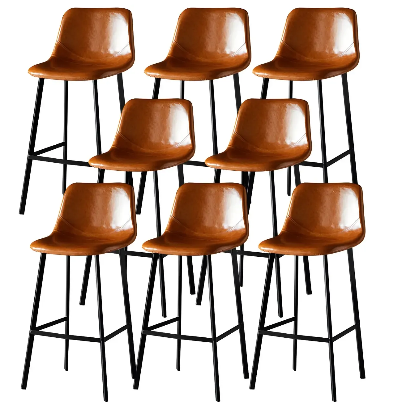 Gray Bucket Metal Leather Seating Armless Bar Stool Image - 52