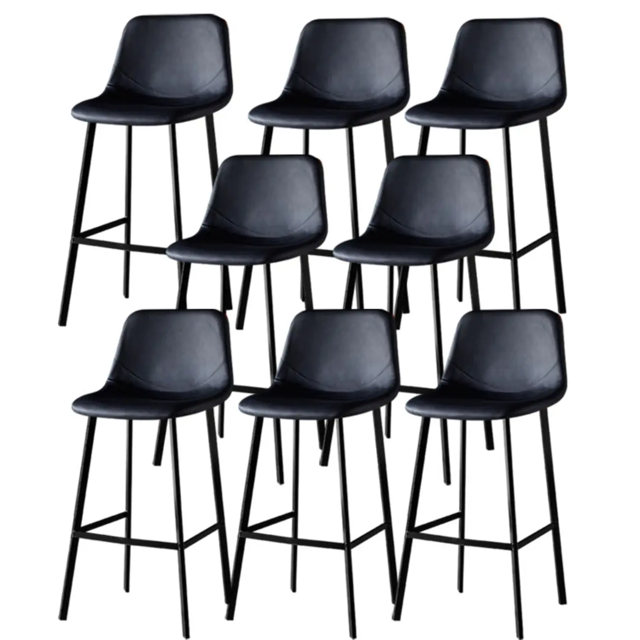 Gray Bucket Metal Leather Seating Armless Bar Stool Image - 53 | homeyfad